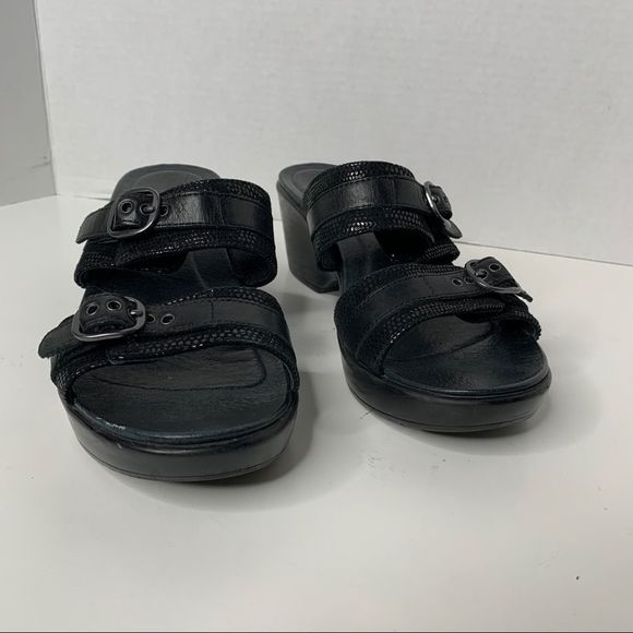 🚫🚫🚫🚫🚫Dansko Jessie Black Lizard Leather Double Banded Sandal size 39 - Picture 3 of 8
